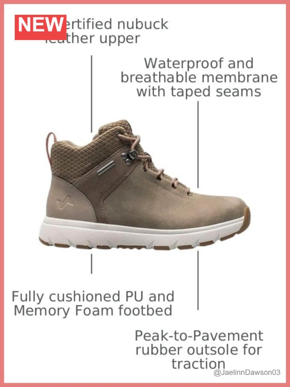 Waterproof Leather Lace-Up Hiking Boots Ankle Mid Cushioned - Picture 2 of 6